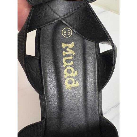 Mudd Womens Y2K Black Platform Block Heel Sandals 8.5 Lug Sole Stretch Straps - Picture 6 of 9